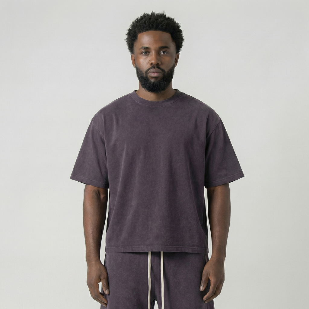 Washed Cropped Tee (Plum)