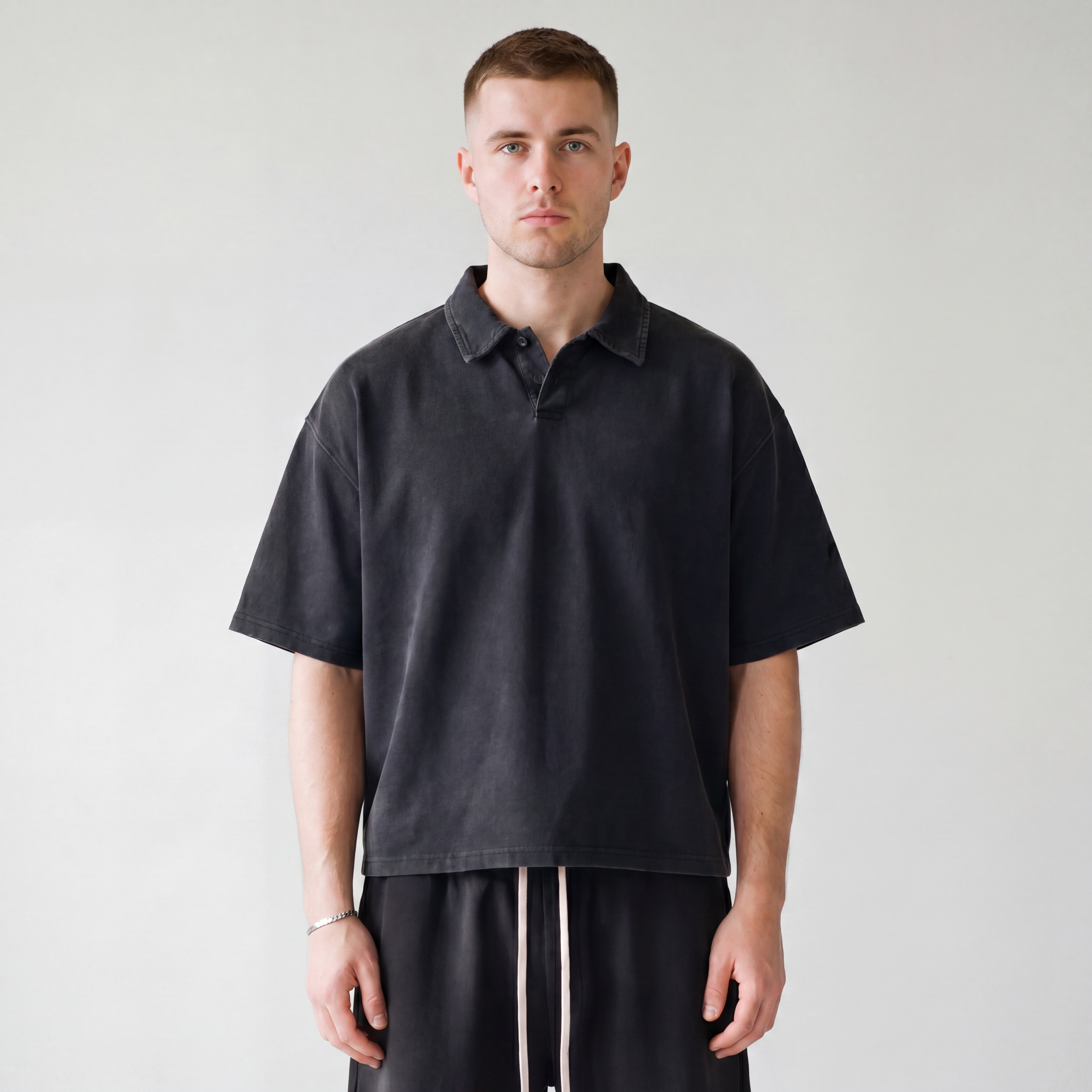 Washed Boxy Polo (Black)