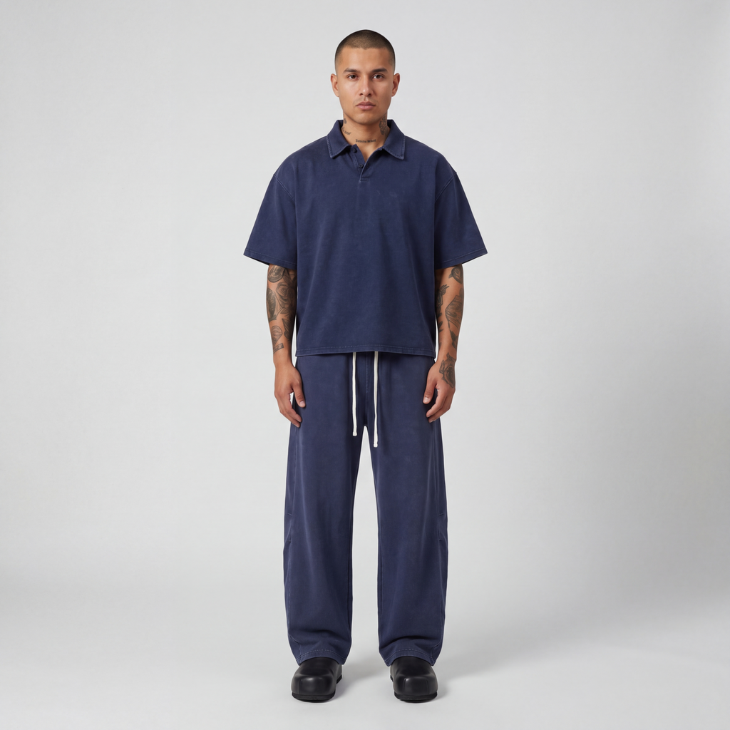 Washed Boxy Polo (Navy)