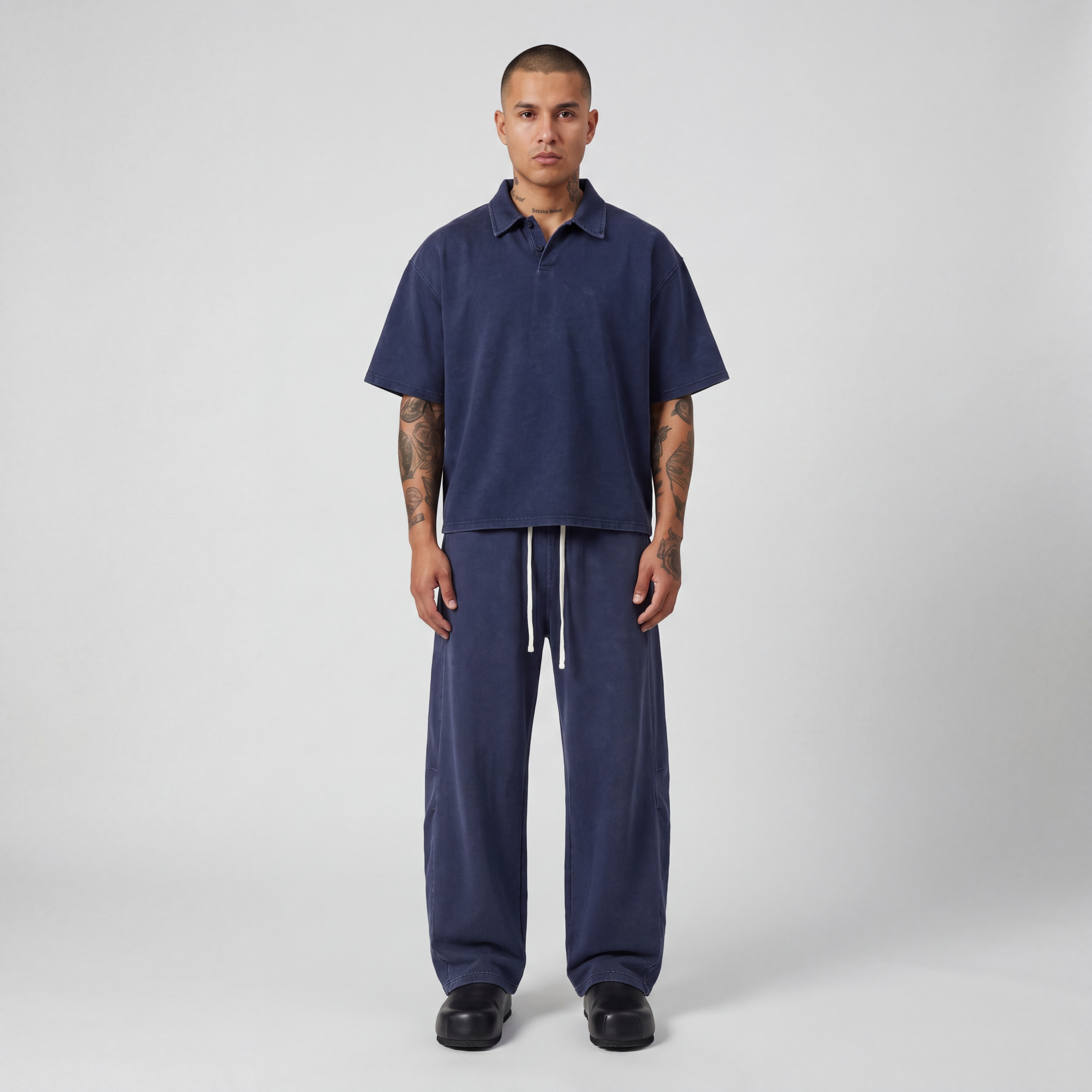 Washed Boxy Polo (Navy)