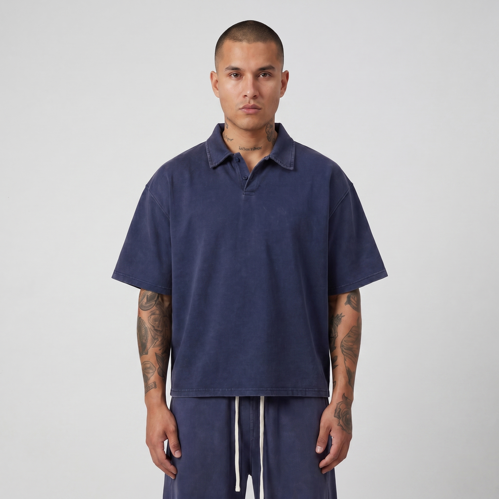 Washed Boxy Polo (Navy)
