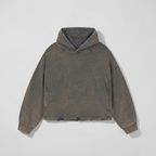 Boxy Raw Hem Hoodie (Grey)