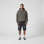 Boxy Raw Hem Hoodie (Grey)